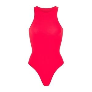 EUC Skims Fits Everybody High Neck Bodysuit in ultra pink